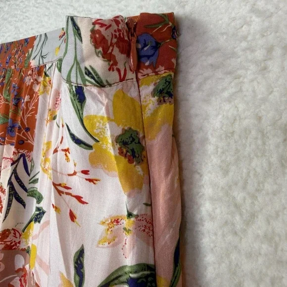 T Tahari Skirt Small Medium Multi Floral Patchwork Tiered Maxi Boho A-Line - Picture 5 of 13